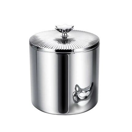 Premium Double-Wall Stainless Steel Ice Bucket with Mirror Finish and Decorative Lid