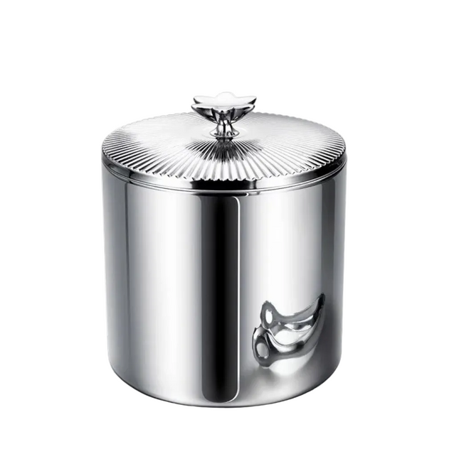 Premium Double-Wall Stainless Steel Ice Bucket with Mirror Finish and Decorative Lid