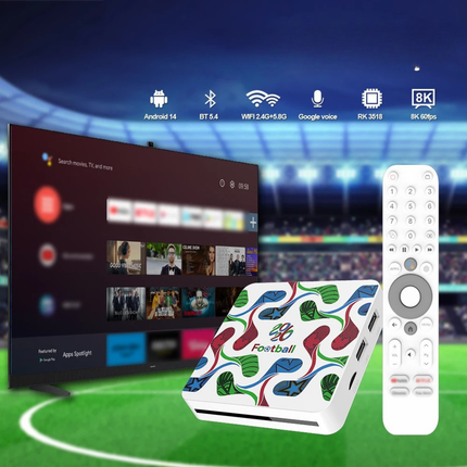 Portable Android 14 Smart TV Box with 2GB RAM, 16GB Storage, Dual Band WiFi and Bluetooth