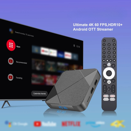 Smart Android TV Box 4K Streaming Media Player with Dual Band WiFi, 4GB RAM and Voice Remote