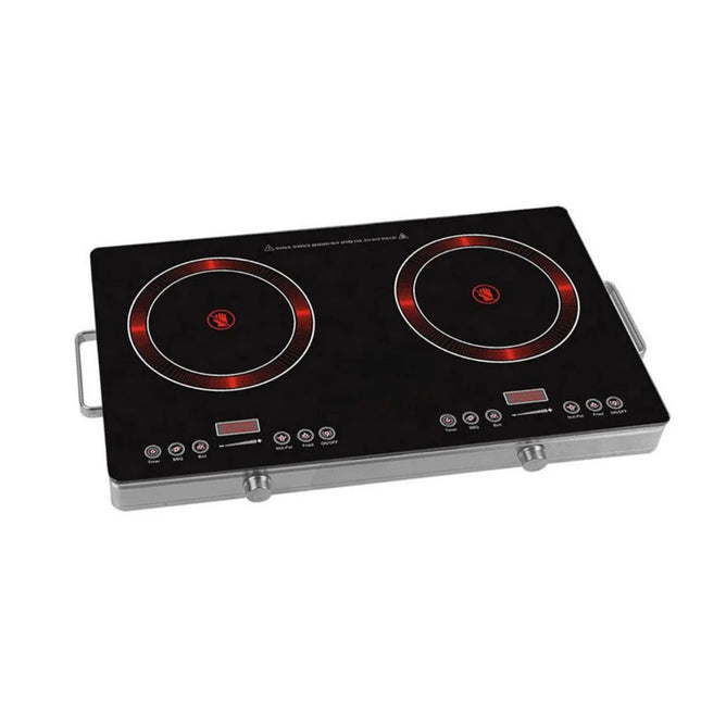 Dual Zone Electric Ceramic Hob 2000W Slim Touch Panel Cooker for Home & Apartment Use