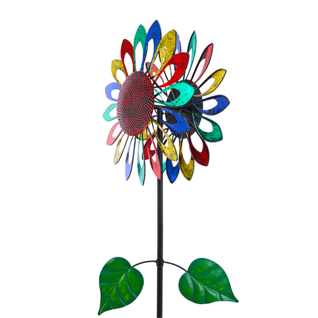Metal Garden Wind Spinner Outdoor Handmade Flower Sculpture
