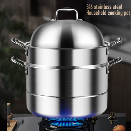 Heavy Duty Stainless Steel Steamer Pot with Steel Lid Multi-Purpose Kitchen Cookware