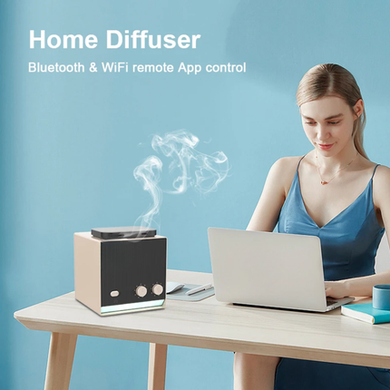 Smart Essential Oil Aroma Diffuser with App Control, Timer and Waterless Design