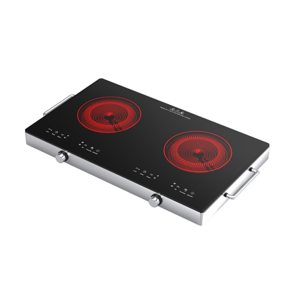 2-Burner Smart Countertop Cooktop with Micro-Crystal Glass Panel and 9 Heat Settings