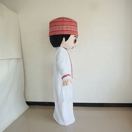 Adult Arabic Cartoon Mascot Costume Unisex Arab Boy Character Outfit for Events and Parties