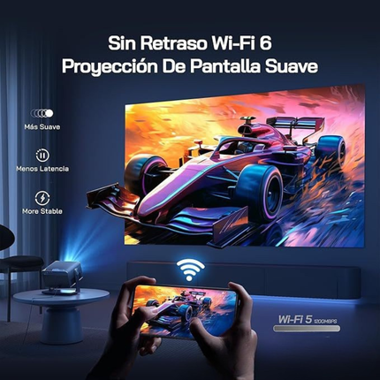 1080P Home Theatre Projector with Auto Focus, Dual Speakers and WiFi Connectivity