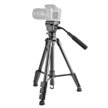 Portable Aluminum Camera Tripod 152cm with Fluid Pan Head and Carry Bag – 3kg Load, 4-Section Legs