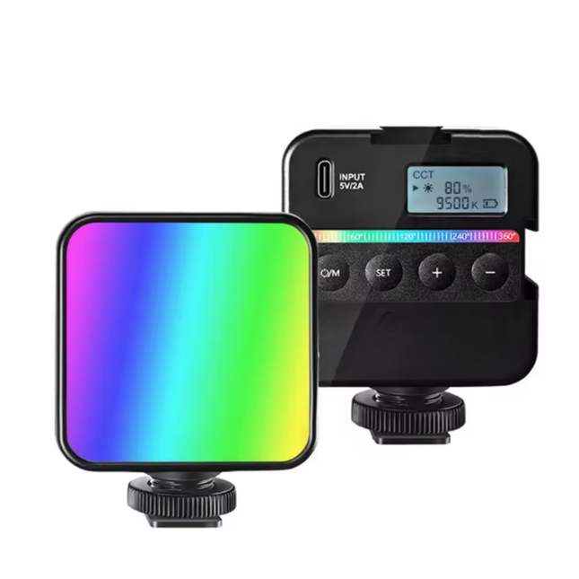 Rechargeable RGB LED Camera Fill Light 6W 2500–9900K Dimmable Pocket Video Light with 1/4 Inch Mount