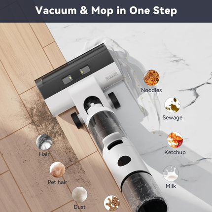 Rechargeable Cordless Floor Cleaning Machine 2-Speed 9KPa Suction Wet Dry Vacuum for Hard Floors