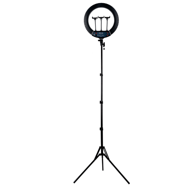 18" LED Ring Light Kit – 55W Bi-Colour 3000-6000K with Remote & Triple Phone Holders