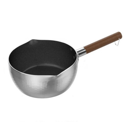 Non-Stick Aluminium Saucepan with Wooden Handle and Hanging Hook Design