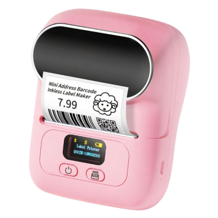 Pink Wireless Thermal Label Printer for Office & Retail – 20-50mm Width, USB-C Rechargeable