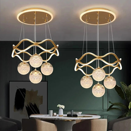 Modern Nordic Pendant Ceiling Light Acrylic Crystal Shade Adjustable Hanging Design Indoor Decorative Lighting