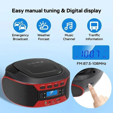 Portable CD & MP3 Player with Bluetooth, FM , USB & AUX Input
