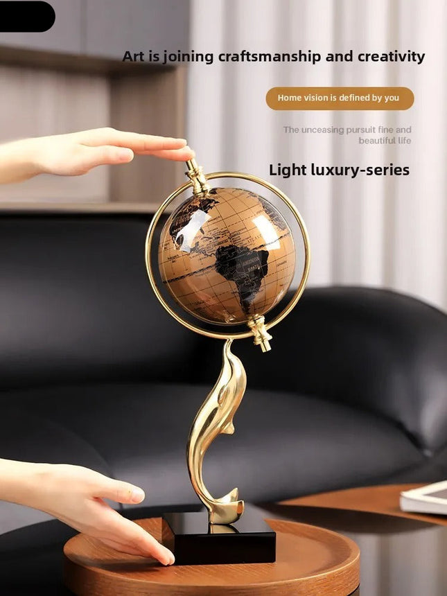 Premium Decorative Crystal Dolphin Sculpture with Elegant Copper Base Modern Home Accent