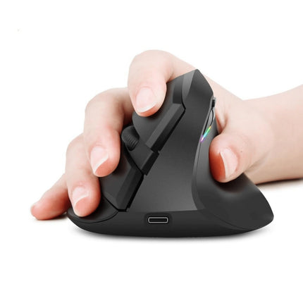 Ergonomic Rechargeable Vertical Wireless Mouse with RGB Lighting, 6-Key Design, 2400 DPI Precision