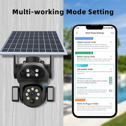Solar 4G PTZ Security Camera 4MP with Dual View, Long-Life Battery & Full Rotation Control