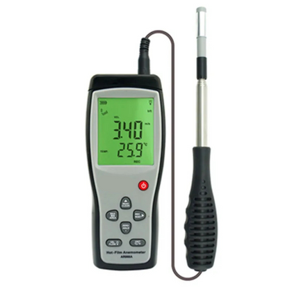 Digital Hot Wire Air Velocity Meter with Airflow Calculation & Temperature Sensor