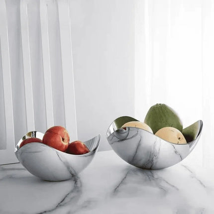 Stainless Steel Petal-Shaped Fruit Plate Large Mirror Finish Serving Bowl