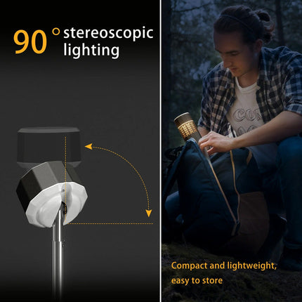 Rechargeable Telescopic Camping Lantern with Flashlight 12000mAh Battery IP65 Waterproof LED Light