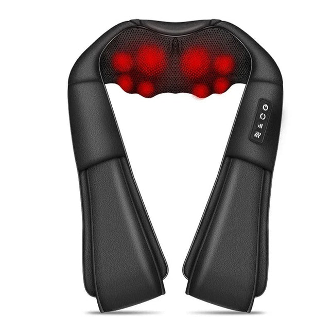 Electric Neck Shoulder Massager Black with Deep Kneading Heating for Muscle Relief