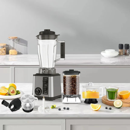 High-Performance Electric Kitchen Blender with Heavy-Duty Steel Blades & 3 Jar Set