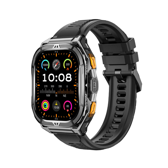 1.96 Inch Touch Screen Smart Watch with 5ATM Waterproof Rating, Fitness Tracking and App Support