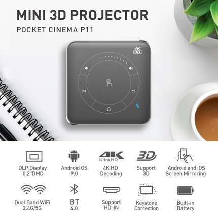 Mini Portable Projector 3000mAh Battery, 145×105×84mm Space-Saving Design