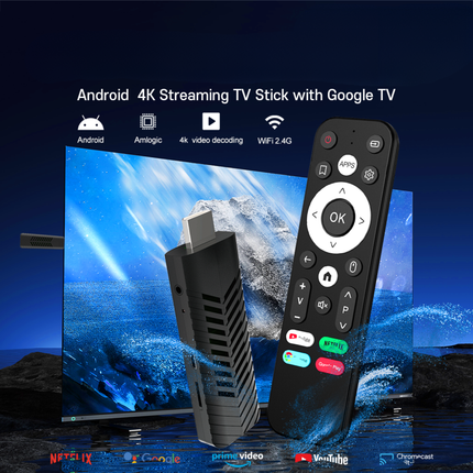 Android TV Stick Mini Smart Streaming Device, 8GB RAM, 128GB Storage, WiFi and IR Remote Control