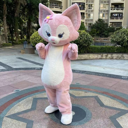 Unisex Adult Pink Fox Costume Full Body Cartoon Animal Outfit for Cosplay Carnival