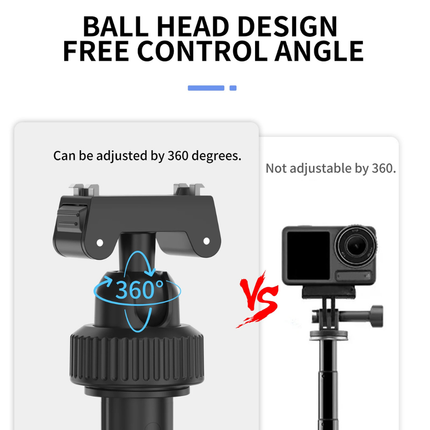 Portable Mini Extension Rod with Built-In Tripod and Adjustable Ball Head for Action Cameras