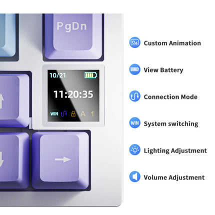 75% Wireless Mechanical Gaming Keyboard with Smart Color Screen, RGB Backlight & Hot-Swappable Switches