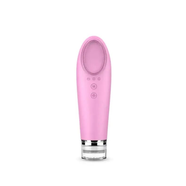 USB Rechargeable Sonic Facial Cleansing Brush with Heat Function Waterproof Silicone Face Cleanser