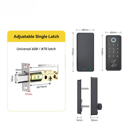 Electronic Fingerprint Door Lock with App Control, RFID Card, Password and Key Access