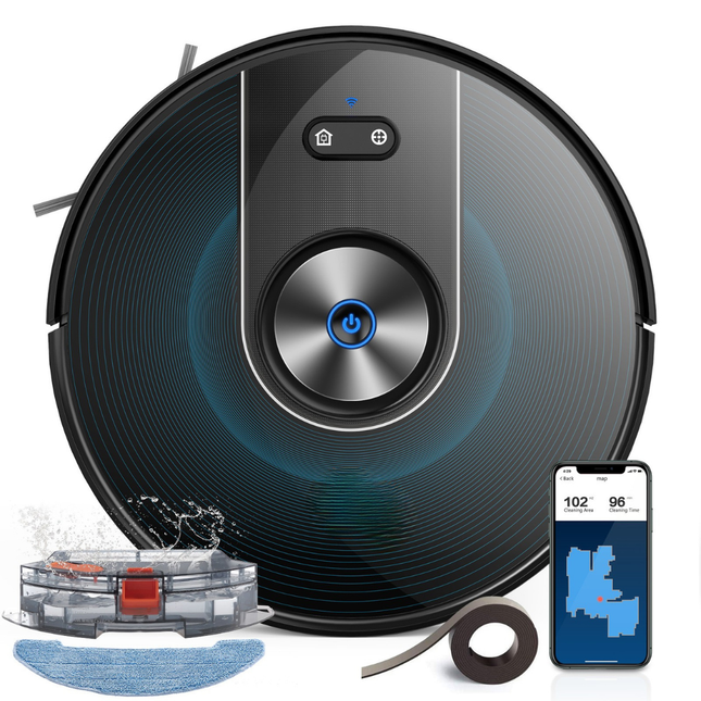 WiFi Robot Vacuum and Mop with Gyroscope Navigation, 3200mAh Rechargeable Battery, 500ml Dust Bin
