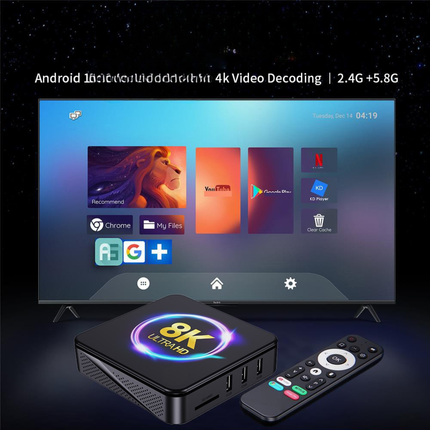 Android 14 TV Box with 2.4G WiFi Streaming Device
