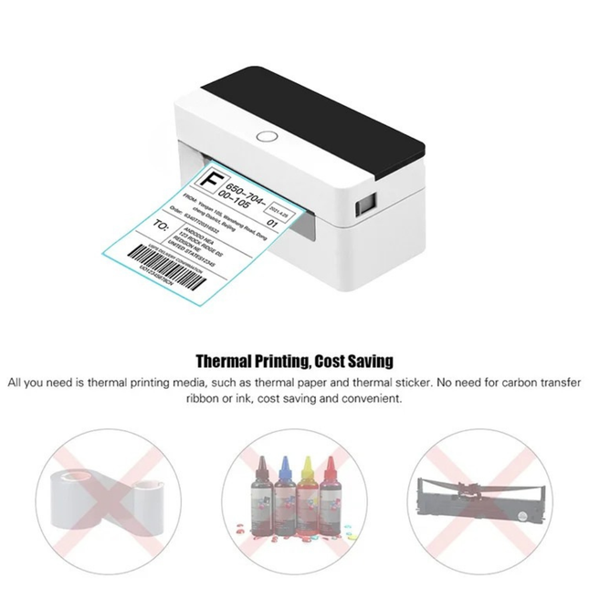 Portable Thermal Shipping Label Printer for 110mm Barcode and Sticker Labels USB