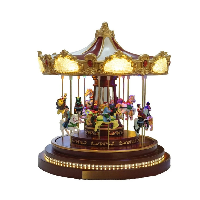 32cm LED Christmas Carousel Ornament with Rotation, Vertical Motion, Built-In Music and Bluetooth Speaker Function