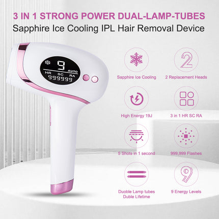 Corded IPL Hair Removal Machine with Freezing Function & Dual Lamps