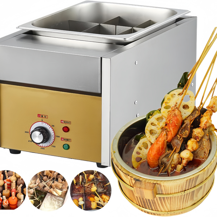 9 Grid Electric Oden Cooker Stainless Steel Skewer Hot Pot Warmer 1200W for Food Stall