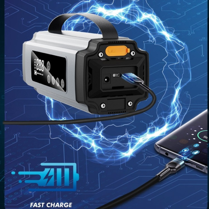 Compact 4-in-1 Car Jump Starter with LED Light, Tire Pump & 8000mAh Power Bank