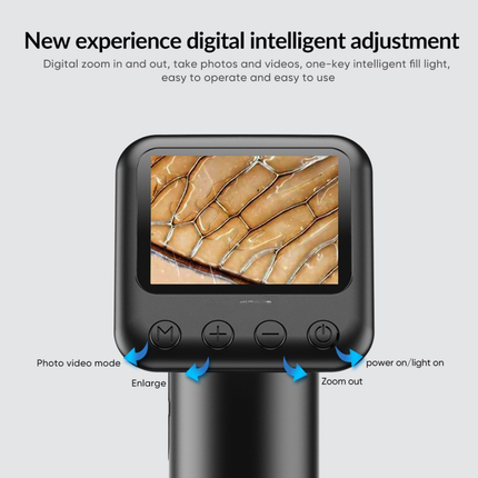 Portable Digital Microscope with Rechargeable Battery, LED Illumination & Desktop Stand