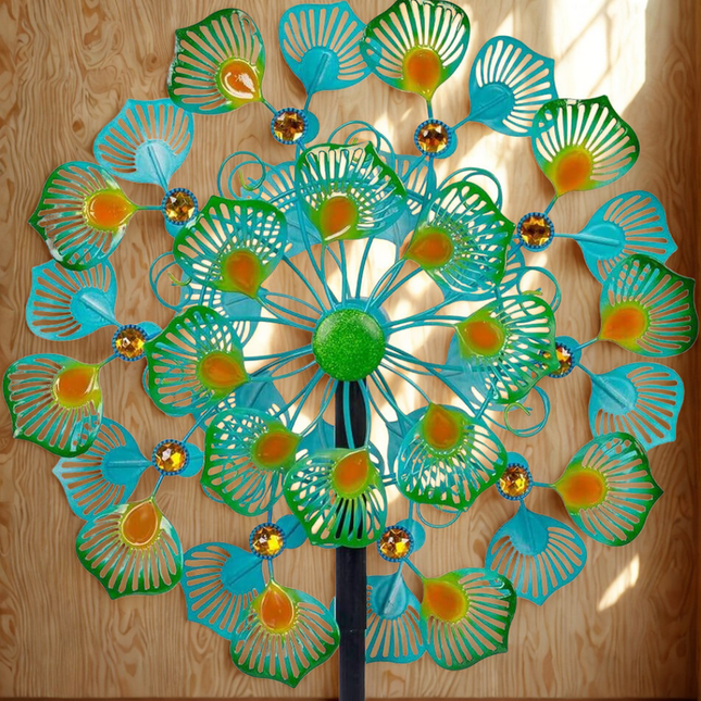 Metal Garden Spinner Outdoor Decorative Stake 178cm Rotating Ornament