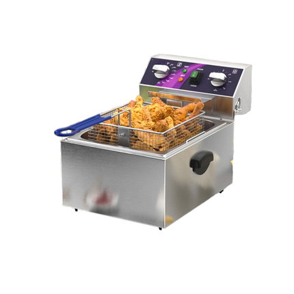 Commercial Electric Deep Fryer 10L – Single or Double Tank for Chicken, Skewers, and Fried Foods