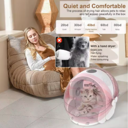 Automatic Pet Dryer Box for Cats and Small Dogs with Foldable Design, 4 Wind Speeds, and Adjustable Temperature
