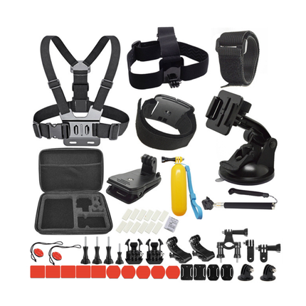 Ultimate 50-Piece Action Camera Mount Bundle for Chest, Helmet & Bicycle