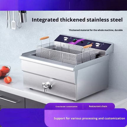 Commercial 30L Electric Deep Fryer with Stainless Steel Body and Adjustable Temperature