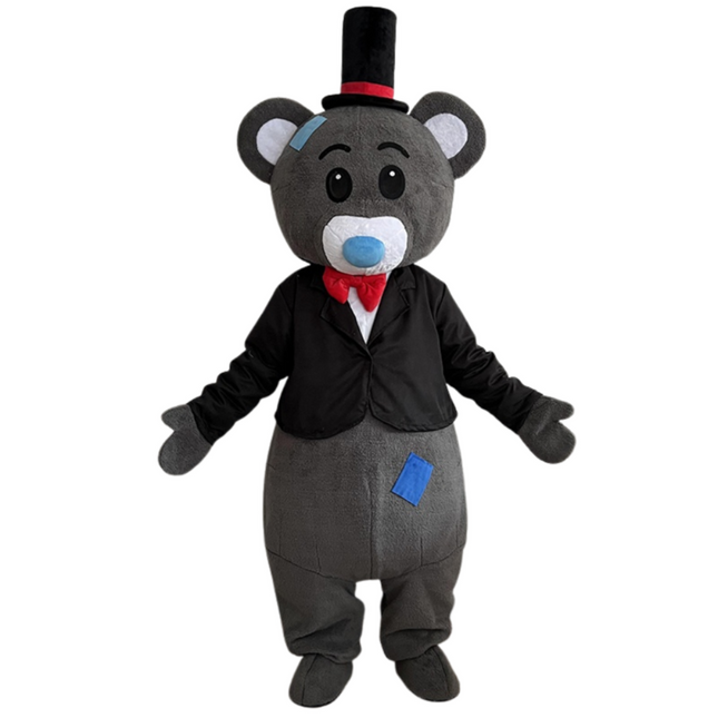 Grey Wedding Teddy Bear Couple Mascot Costume for Adults – Full Body Plush Party & Event Character Suit