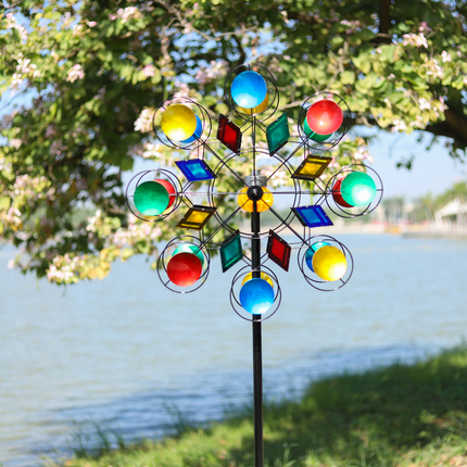 Tall Colourful Metal Wind Sculpture for Garden, Lawn & Outdoor Spaces